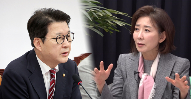 신동욱(왼쪽) 국민의힘 의원과 나경원 의원.  뉴시스·문화일보 유튜브 캡처