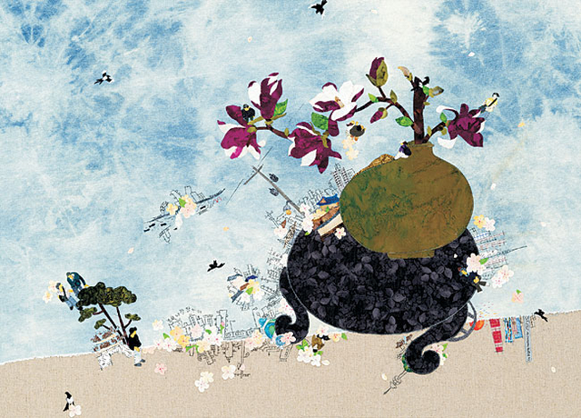 이명주 ‘무용한 것들’, 72×100㎝, 천, 혼합재료, 2025.