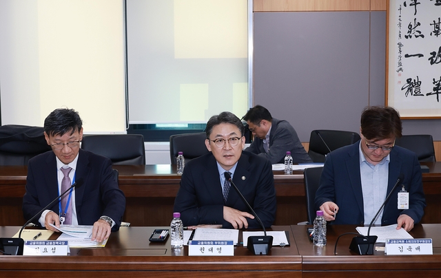 권대영(가운데) 금융위원회 부위원장이 지난 9일 오후 서울 종로구 정부서울청사에서 개최한 제3차 금융업권 생산적 금융협의체에서 생산적 금융 추진방안에 대해 논의했다.  금융위 제공
