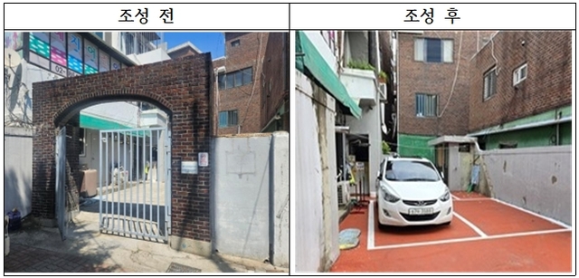 서울 구로구에서 내집주차장 조성사업으로 주차공간이 확보된 모습. 구로구청 제공