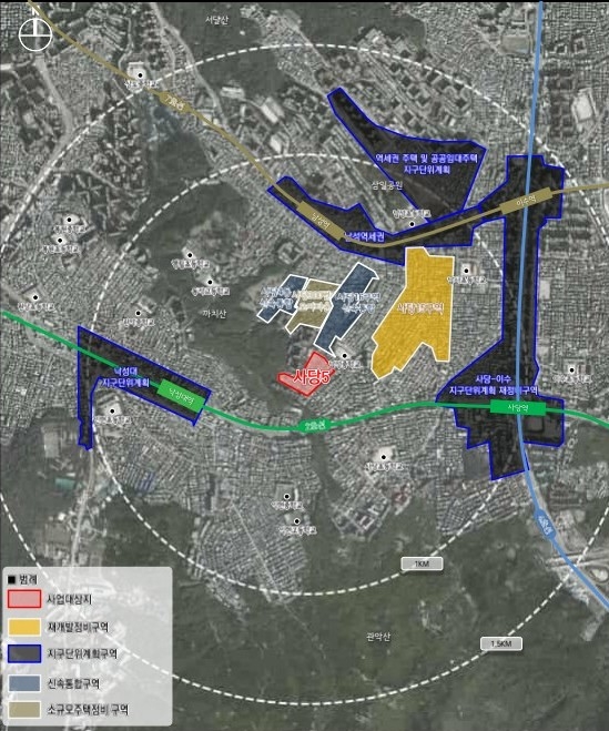 서울 동작구 사당4동 303번지 주택재건축정비사업 대상지 위치도. 동작구청 제공