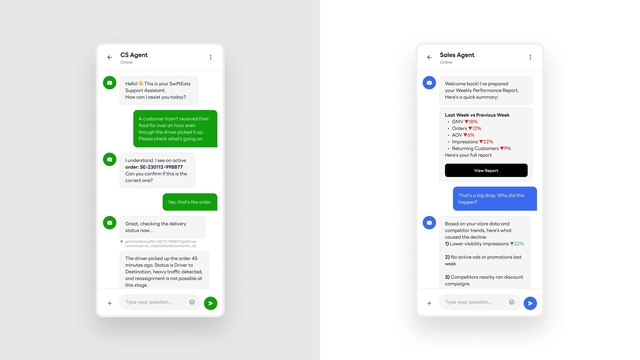 ‘액트엔진 AI’를 통해 에이전트와 대화를 주고받는 화면. 라인플러스 제공