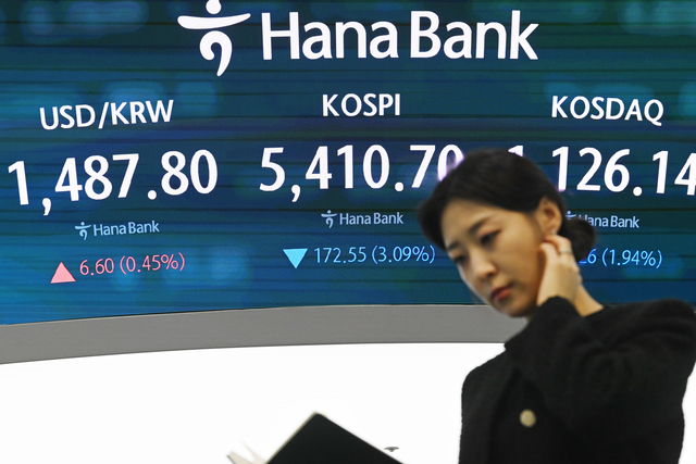 코스피 장중 내리고 환율 오르고