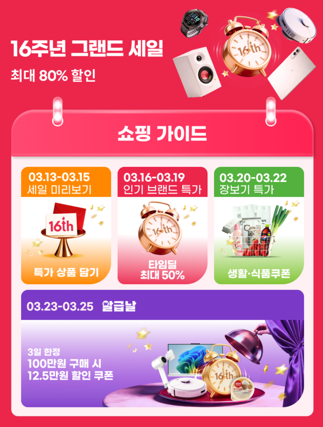 알리익스프레스의 창립16주년 맞이 ‘16주년 그랜드세일’ 할인 행사 포스터. 알리익스프레스 제공