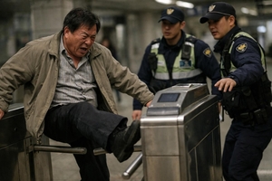 화장실 어디야?! 술 취해 지하철 문 부수고 경찰 때린 60대