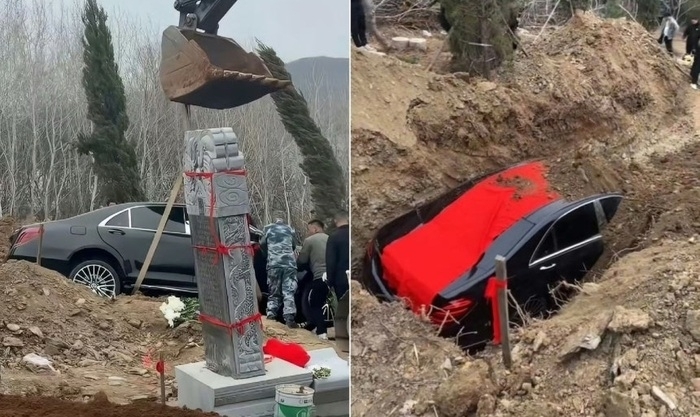 가시는 길 ‘벤츠’ 타고…? 장례식서 고가 차량 매장 영상 논란[아하 중국]