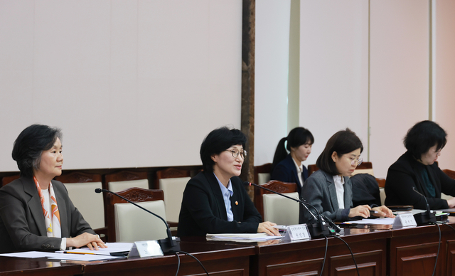 원민경 성평등가족부 장관이 10일 서울 종로구 정부서울청사에서 열린 형사미성년자(촉법소년) 연령 사회적 대화 협의체 3차 회의에서 인사말을 하고 있다.연합뉴스