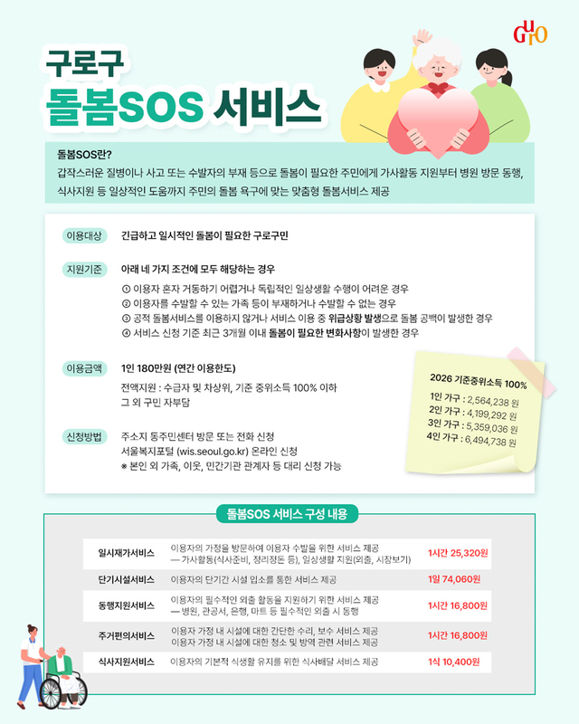 구로구 돌봄SOS 서비스 안내문. 구로구청  제공