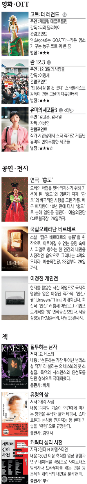 영화 ‘고트:더 레전드’ 등 [Culture Pick]