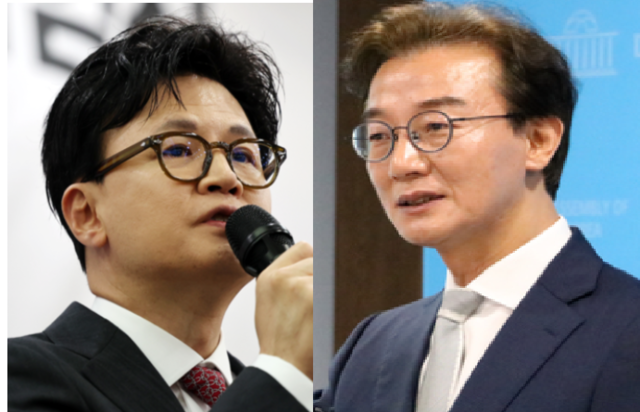 한동훈(왼쪽) 전 국민의힘 대표와 전재수 더불어민주당 부산시장 후보. 연합뉴스, 전재수캠프