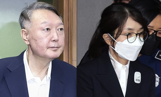 법정 들어서는 윤석열·김건희. 사진공동취재단