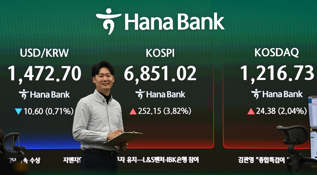 코스피 장중 6850 또 최고치… 140만닉스 찍었다