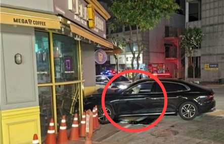 음주 사고 낸 A씨 차량. 충남경찰청 제공