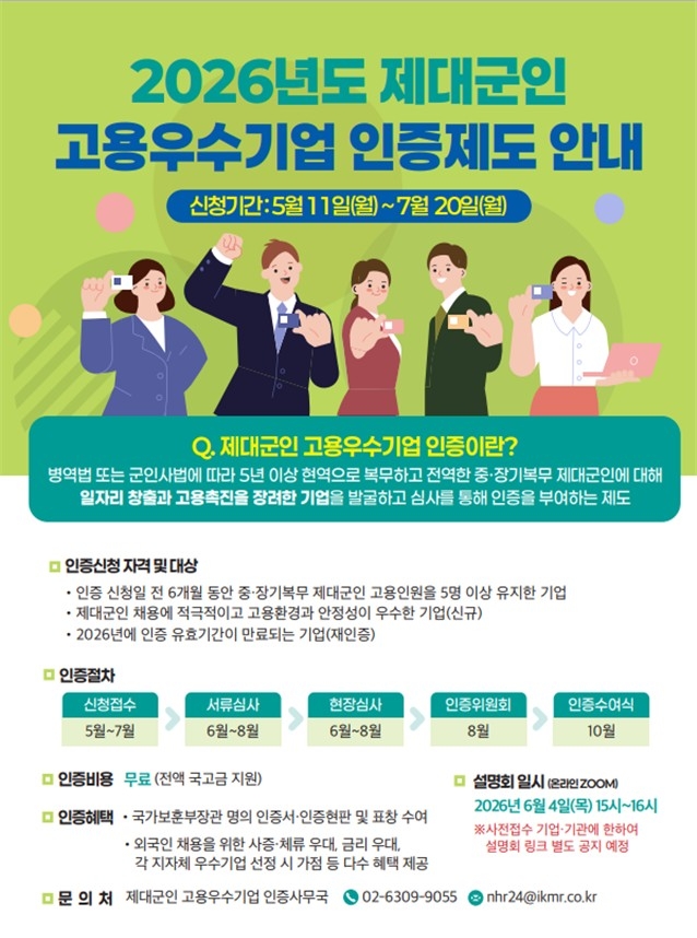 제대군인 고용우수기업 인증제도 홍보 포스터. 국가보훈부 제공