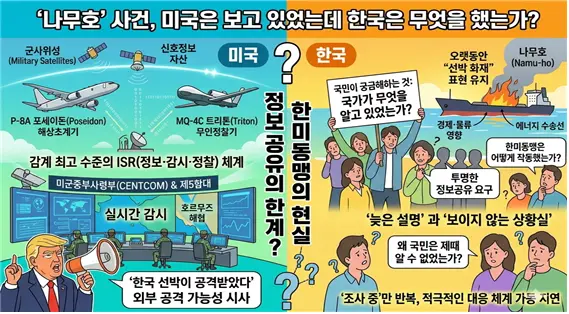 미국과 정보공유가 중요한 점에 대한 상상도. 김태준 한반도안보문제연구소장 AI 그림