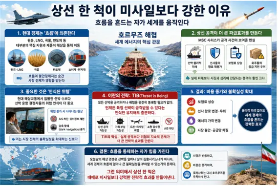 상선 한척이 미사일보다 강한 이유에 대한 설명도. 김태준 한반도안보문제연구소장 AI 그림