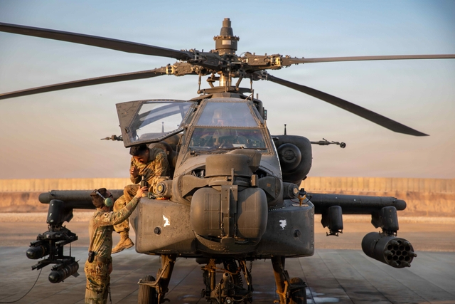 AH-64 아파치 헬리콥터 모습. 미중부사령부 제공