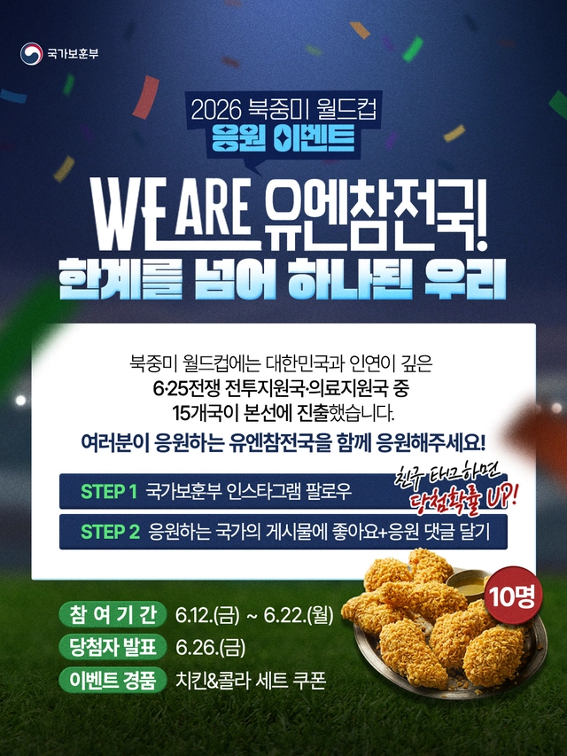 국가보훈부 북중미월드컵 유엔참전국 온라인 응원 이벤트 페이지. 보훈부 제공