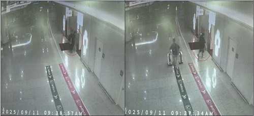 부산지검이 공개한 인천공항내 마약 전달 장면. 부산지검 제공