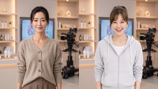 공영홈쇼핑의 AI 모델 공영희(왼쪽)과 영언니. 공영홈쇼핑 제공