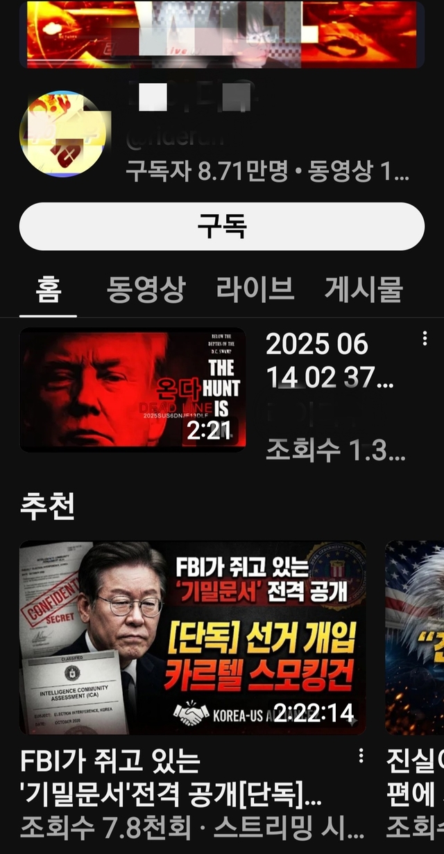 전기통신기본법 위반 혐의로 경찰에 검거돼 송치된 유튜버의 유튜브 채널 모습. 현재도 이 채널은 운영 중이다.