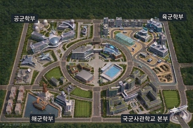 챗 GPT로 그린 대전 자운대 창설 예정 국군사관학교 조감도. 국방부 제공