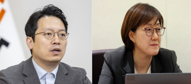 이기인(왼쪽) 개혁신당 사무총장과 김현지 청와대 제1부속실장. 연합뉴스