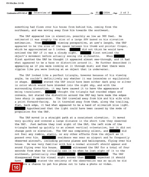 지난 1월 작성된 미 연방수사국(FBI)의 면담 기록 ‘폼 302’ 문서. 뉴욕포스트 캡처