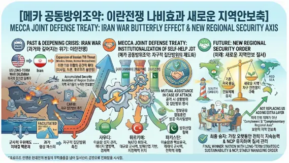 메카 공동방위조약이 탄생하게 된 배경에 대한 설명도. 김태준 한반도안보문제연구소장 AI 그림