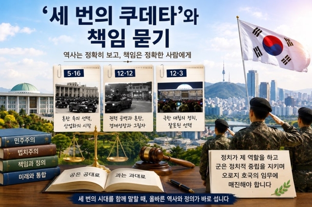 ‘3번의 쿠데타와 책임 묻기’  그래픽. 조병설 예비역 대령 제공