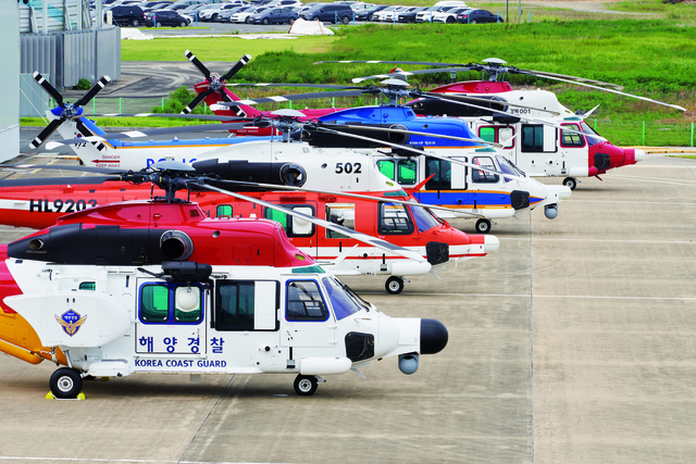경찰, 해경, 소방, 산림, 국립공원에 총 43대가 공급된 한국항공우주산업(KAI)의 수리온  관용헬기. KAI 제공
