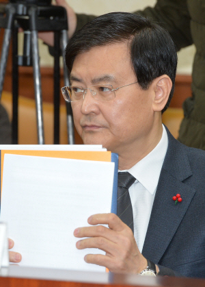 위기의 건설업에 대한 우려의 목소리가 높은 가운데 서승환 국토교통부 장관이 21일 오전  정부서울청사에서 열린 경제관계장관회의에서 관련 자료를 정리하고 있다.