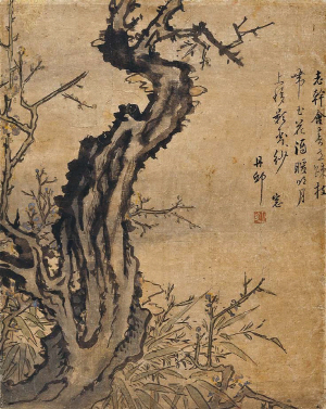 오는 9일 서울옥션 봄 경매에 출품되는 단원 김홍도의 ‘노매함춘’(老梅含春). 서울옥션 제공