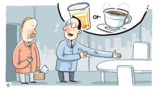 <박현영의 세 마디로 통하는 비즈니스영어>Would you care for something to drink?