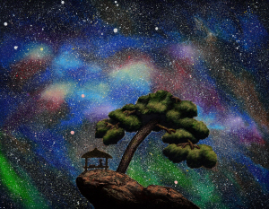 전준엽, 우주의 소나무 한그루, 캔버스에 혼합재료, 117×91㎝, 2015.