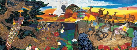 사석원, 경복궁 향원정의 십장생, oil on canvas, 194x518㎝, 2015.