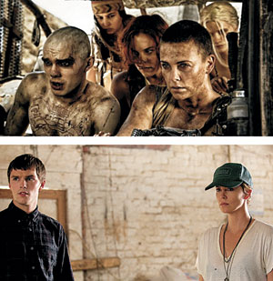 ‘매드맥스:분노의 도로’(위 사진)에 이어 ‘다크 플레이스’(아래)에서도 남녀 주연배우로 만난 니컬러스 홀트와 샬리즈 시어런.