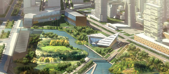 인천 송도국제자유도시 내 센트럴파크 전경 조감도. 애초 생태관 건립이 추진됐던 원안 지역에 국립세계문자박물관이 들어선다.  인천시 제공