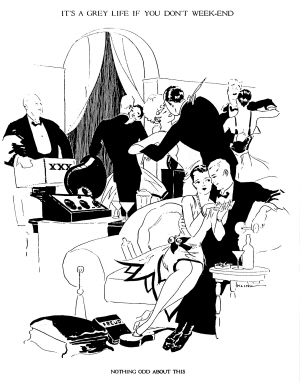 1927년 1월 ‘노스웨스턴 대학 매거진’에 실린 삽화. 20세기 초 데이트가 젊은이들이 만나는 보편적 관습으로 자리 잡으면서 대학 파티 등에서 애정행위를 벌이는 남녀를 어렵지 않게 볼 수 있었다.