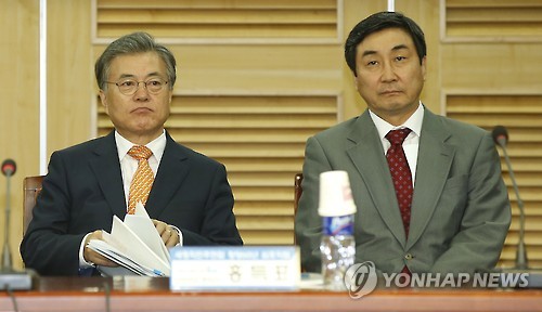 새정치민주연합 문재인 대표(왼쪽)와 이종걸 원내대표(오른쪽)