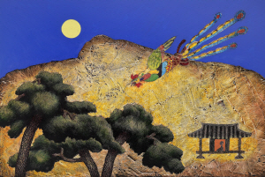 빛의 정원에서 - 좋은 소식, 캔버스에 혼합재료, 91×65.2㎝, 2015. 일조원갤러리 제공