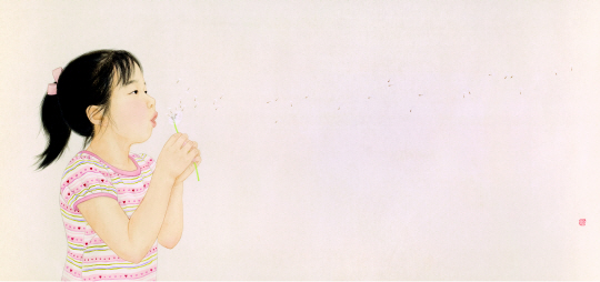 백지혜, ‘바람 불던 날’, 비단에 채색, 2010.
