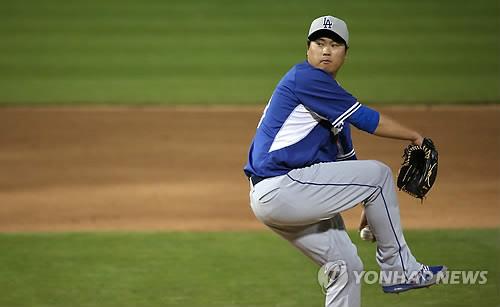 2016년 로스앤젤레스 다저스 명운을 짊어진 류현진. (연합뉴스 자료사진)