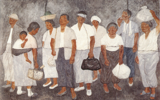 임옥상, 귀로, 1984, 종이부조에 먹과 채색, 180×260㎝  가나아트센터 제공