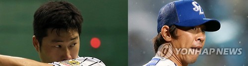 해외 원정도박 혐의로 기소된 프로야구 선수 오승환(34·왼쪽)과 임창용(40) <연합뉴스 자료사진>