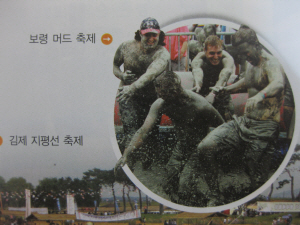 4학년 1학기 사회 교과서에 실린 보령 머드축제를 즐기는 백인 외국인의 모습.   김지애 씨 제공