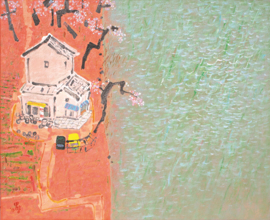 전갑배, 섬진강의 봄, 90×73㎝, 캔버스 위에 오일, 2016.