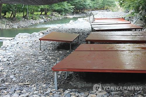 계곡 점령한 평상[연합뉴스 자료사진]