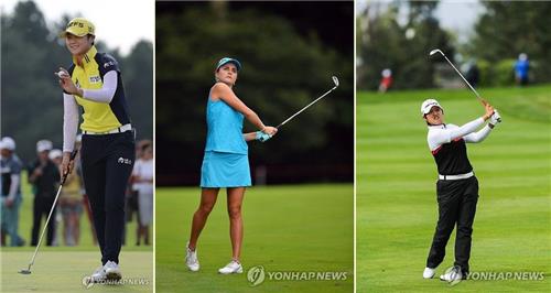 KLPGA투어 한화금융클래식에서 대결하는 박성현(왼쪽), 렉시 톰프슨(가운데), 노무라 하루(오른쪽).