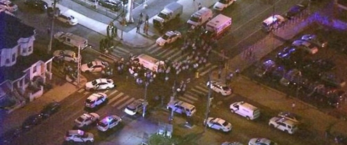 미국 필라델피아에서 16일(현지시간) 발생한 총기난사 현장. 현지 WPVI-TV 사진 캡쳐.